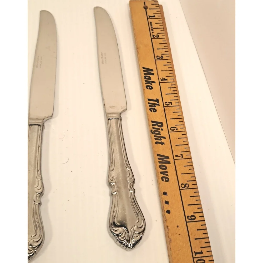 Reed & Barton Schubert 18/10 Stainless Steel Dinner Knives Set of 7 Scrolled